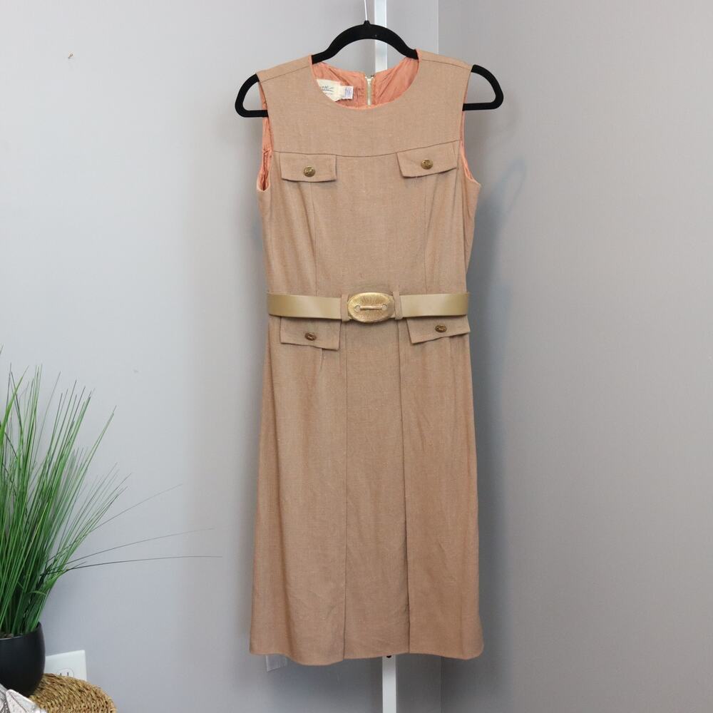 Vintage 1960's Jeunesse New York lined wool‎ dress with belt Size 12